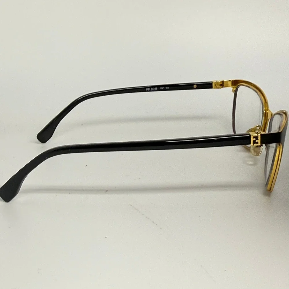 Fendi FF 0011 7SP Black Gold Cat Eye Eyeglasses Frames Italy 135mm
